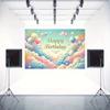 2D Cloud & Balloon Happy Birthday Backdrop for Baby Shower and Birthday Decor