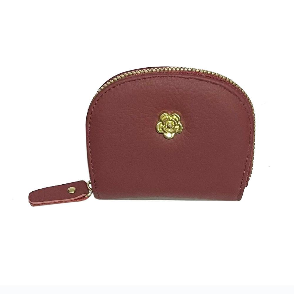 Кожаная сумка-аккордеон, сумка для карт, кошелек из коровьей кожи, сумка-камелия, сумка для карт, сумка для мелочи, многоцветная красный