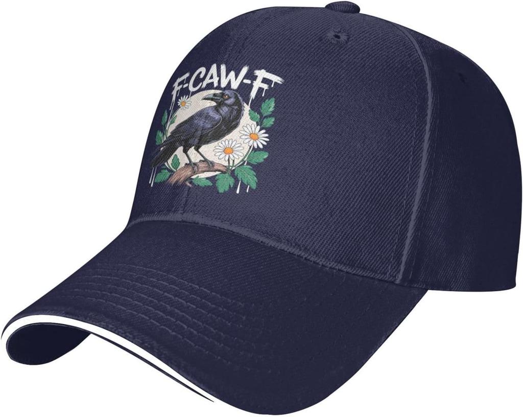 Crow Raven Daisy Graphic Baseball Cap Funny Gift Polyester Adjustable Unisex Adult Cap