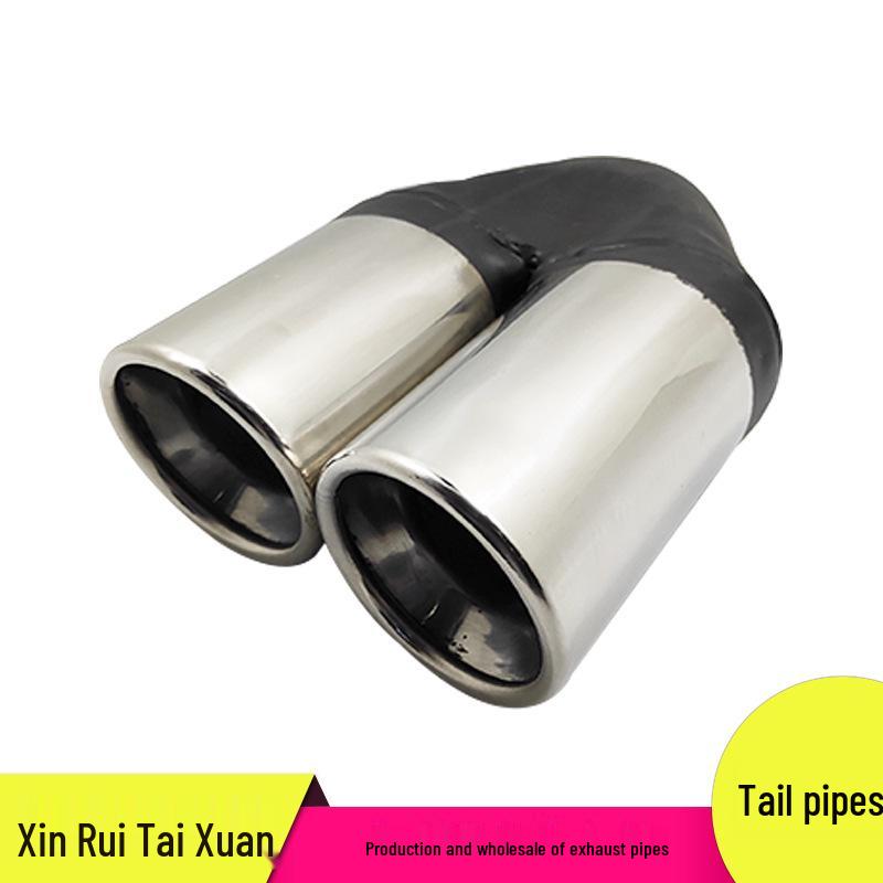 Double Straight Slant Stainless Steel Exhaust Muffler Tailpipe Decoration