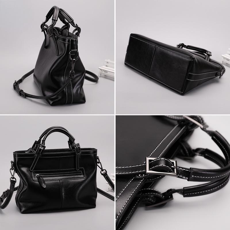 Women's Bag Genuine Leather Spring/Summer Handbag Simple Commuter Bag One Shoulder Straddle Bag