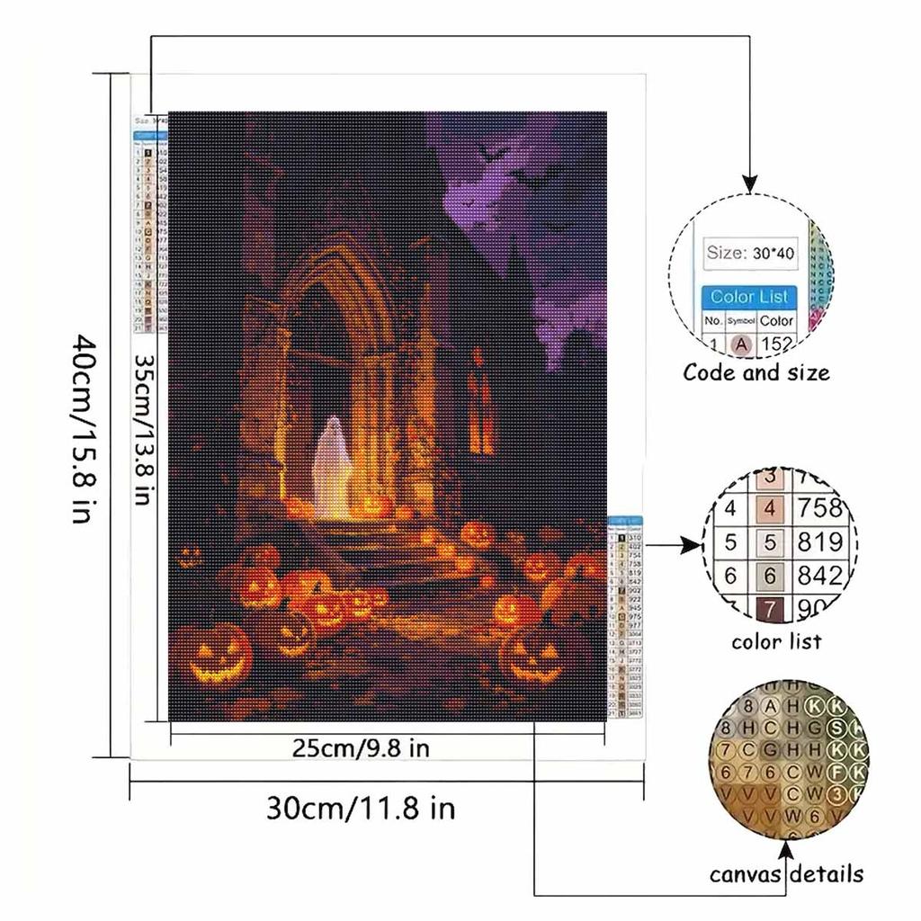 Halloween diamond painting kit pumpkin castle silhouette handmade diy painting home decoration painting