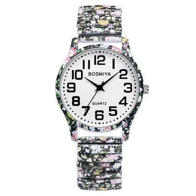 Élégante Analogique Élastique Acier Inoxydable Imprimé Floral Quartz Bohème Accessoire de Mode Cadeau Parfait pour et Jour Mignon, Étanche, Taille Unique