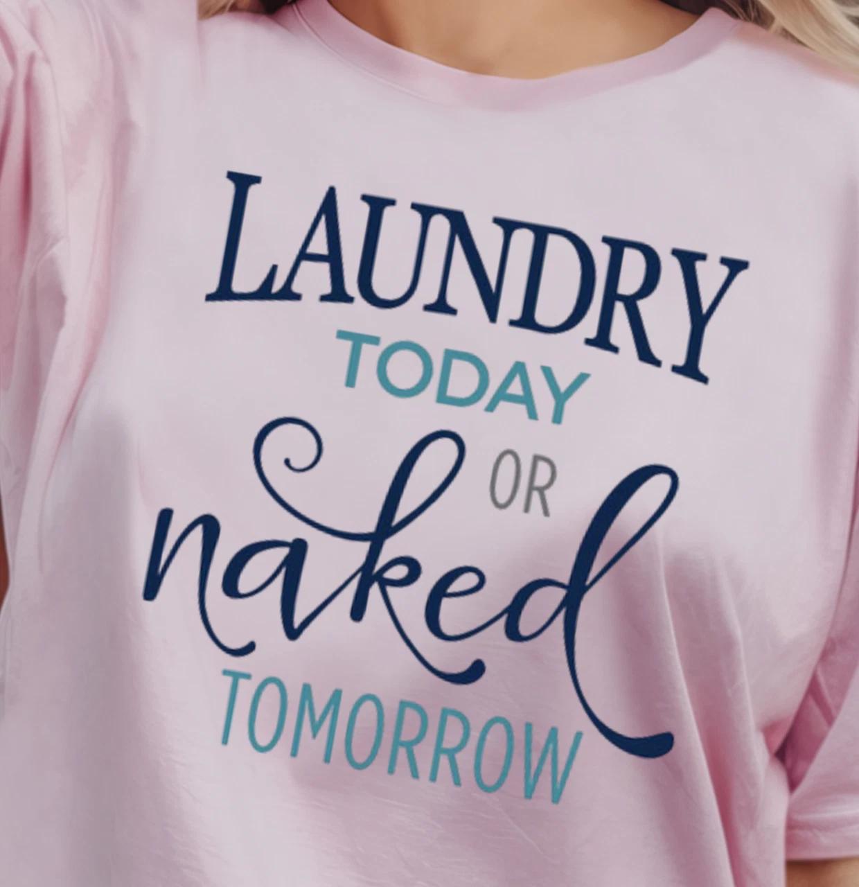 Laundry Today or Naked Tomorrow T-Shirt | Laundry Humor Tee, Funny Nudist Shirt XL