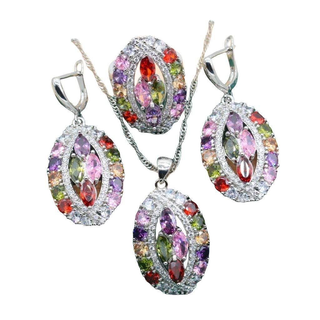 Fashion, E-Commerce Jewelry, Anti-Allergic Aaa Zircon Necklace, Earrings, Rings, Jewelry Set.