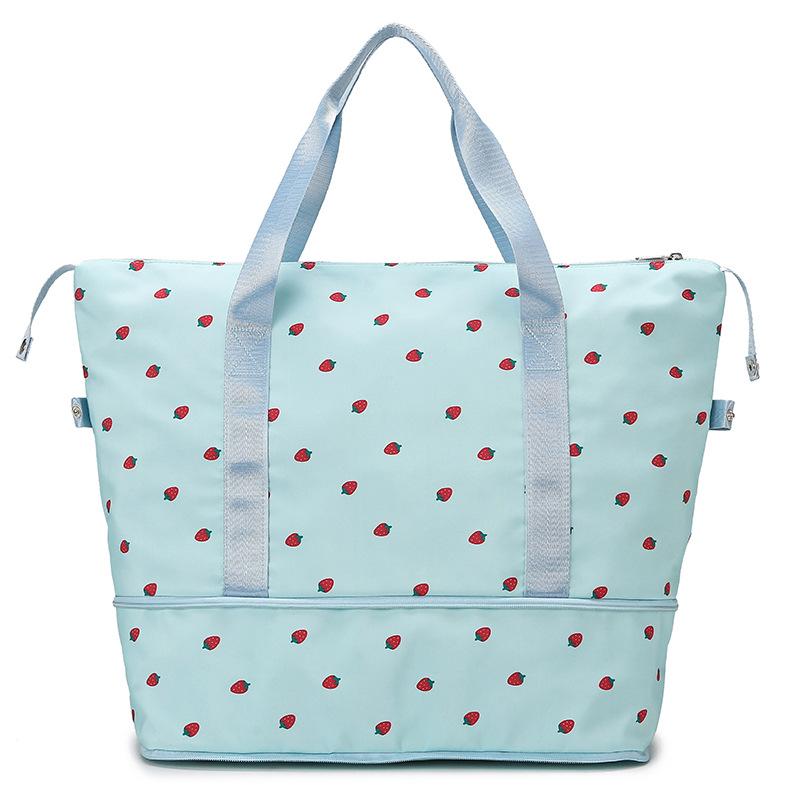 Expandable Cute Printed Gym Bag with Trolley Handle, Portable Travel Bag, Oxford Cloth Handbag, Maternity Bag for Pregnant Women