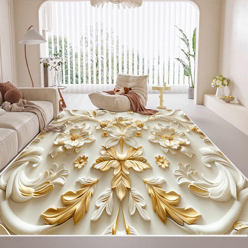Large Area Golden Luxurious Carpets Living Room Decoration Home Sofa Area Rugs for Bedroom Cloakroom Non-slip Entrance Floor Mat