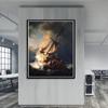 Póster clásico de Rembrandt impreso Cristo en la tormenta en el mar, pintura en lienzo de Galilea, galería de arte de pared famosa, decoración del hogar