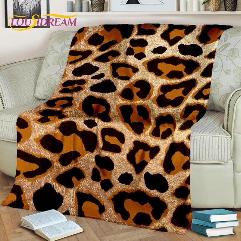 3D Wild Sexy Leopard Stripe Print Blanket,Soft Throw Blanket for Home Bedroom Bed Sofa Picnic Travel Office Cover Blanket Kids