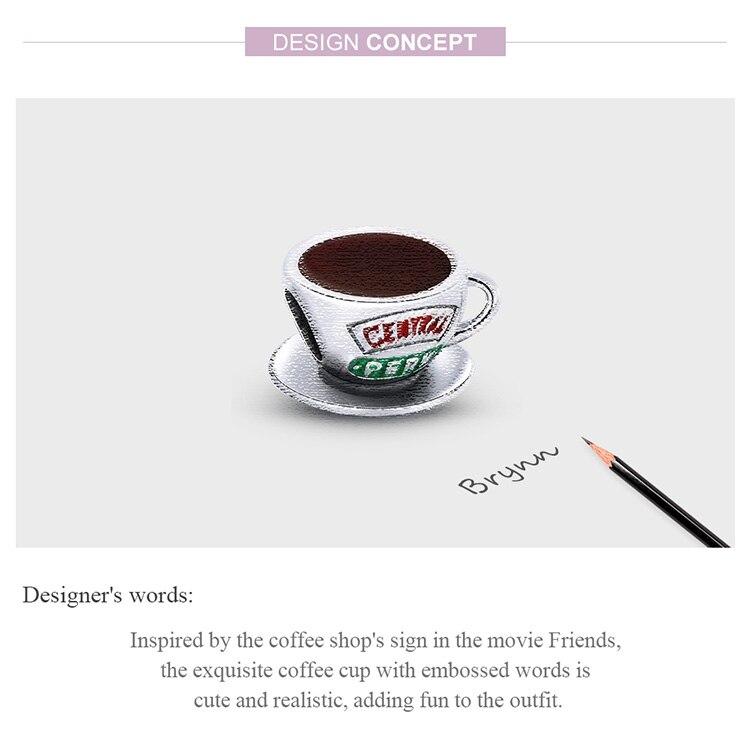 WOSTU 925 sterlingsølv kaffekopp bokstaver sjarm perle anheng passer originalt armbånd halskjede for kvinner smykker