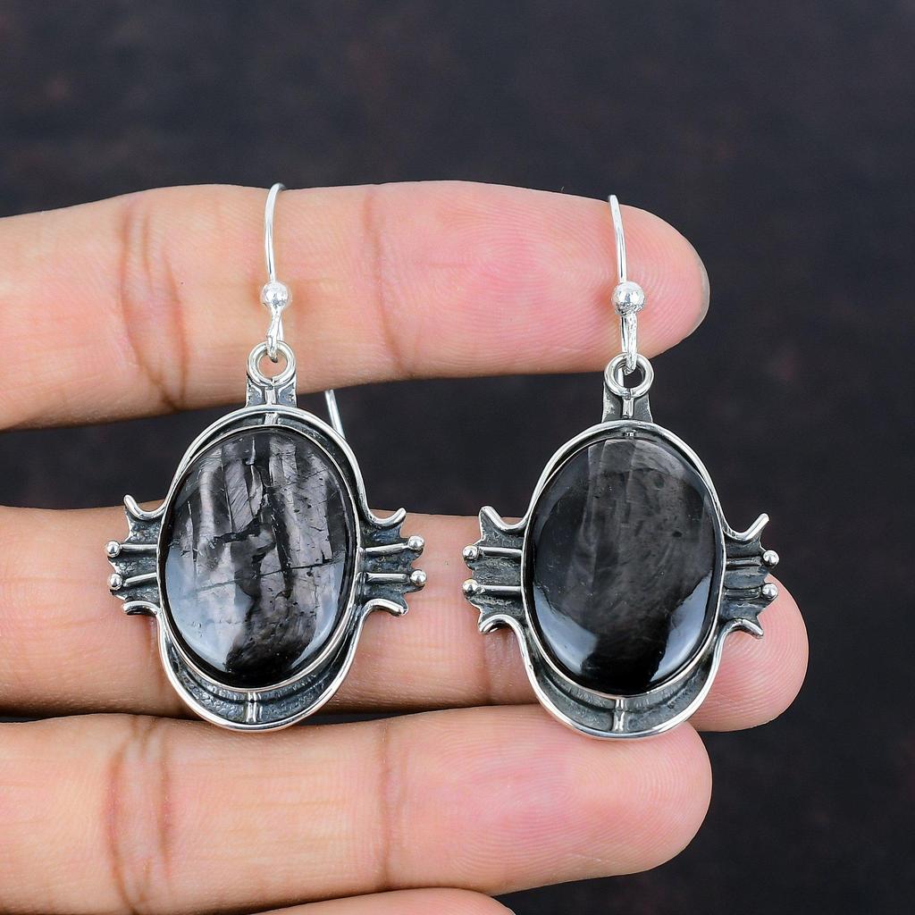 Hypersthene Earring Genuine Gemstone Jewelry Dangle Earrings 925 Sterling Silver Earring Handmade Jewelry Gifts For Wife Birthstone Earring