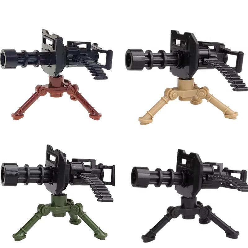 Army WWII Soldier Figure Armaments Brick Playset Gatling M2 Heavy Machine Aviation Gun NSV Bullet Chain Mortar ZB53 Toys Playsetss T12