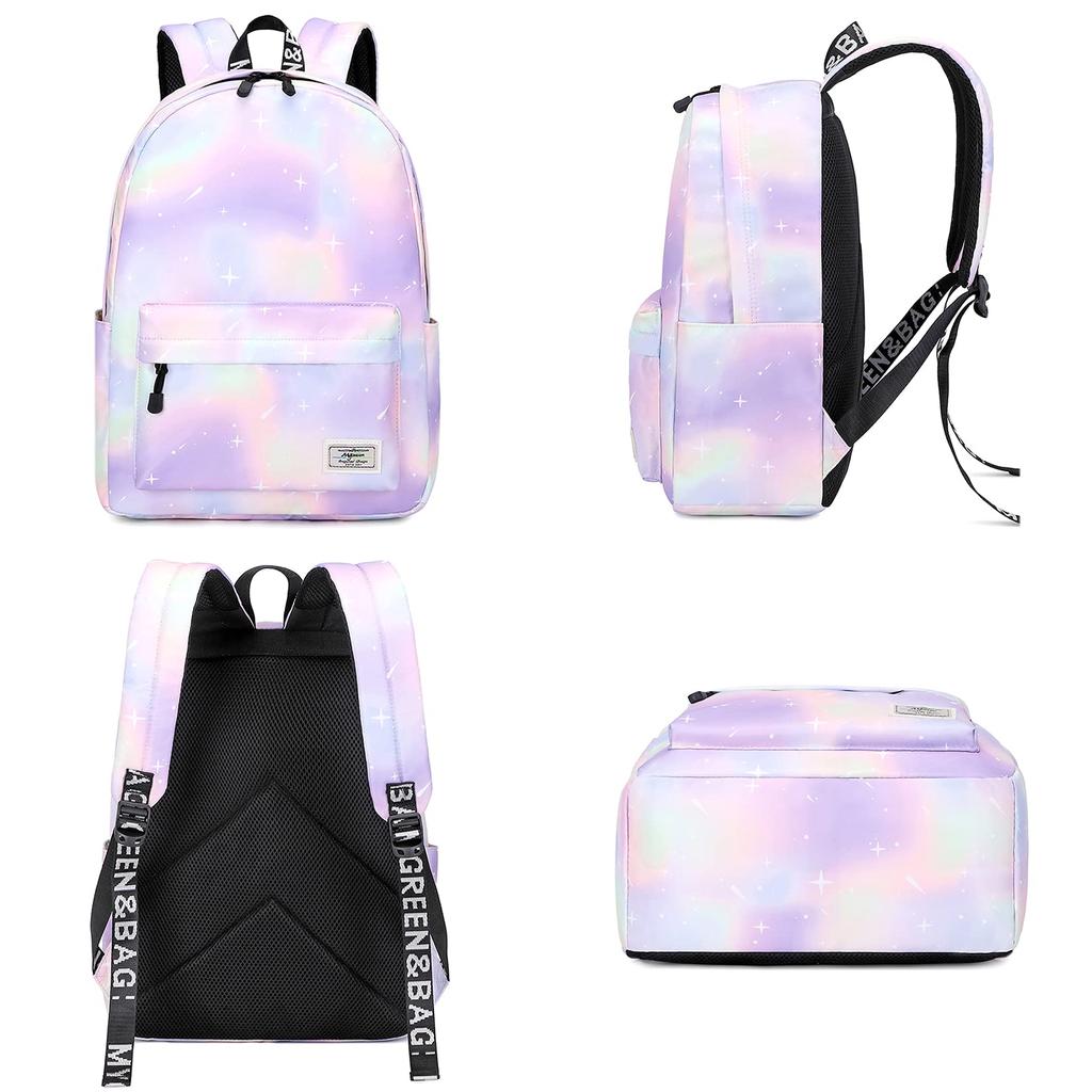 Backpack for Elementary School for Starry Sky Material [Mygreen] Girls, Lightweight, School, Travel, Pattern, Water-repellent (green & Purple)