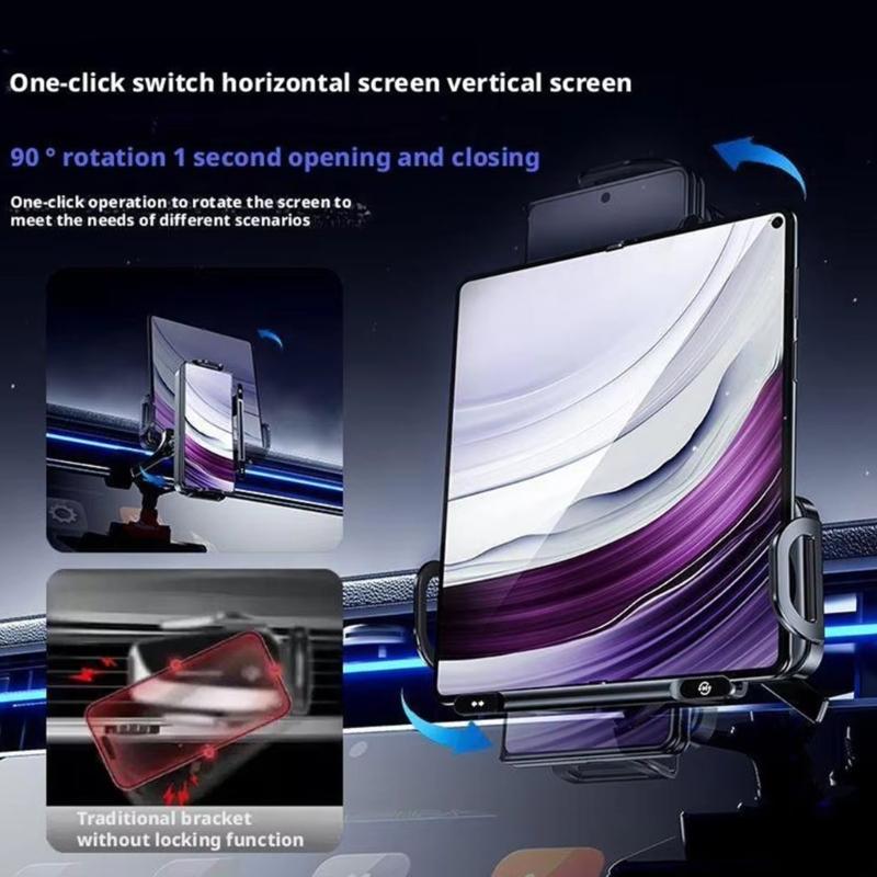 Stable Three Prong Hook Car Phone Holders Electric Rotation 15W Wireless Charging Metal Frame Designs for Road Trips