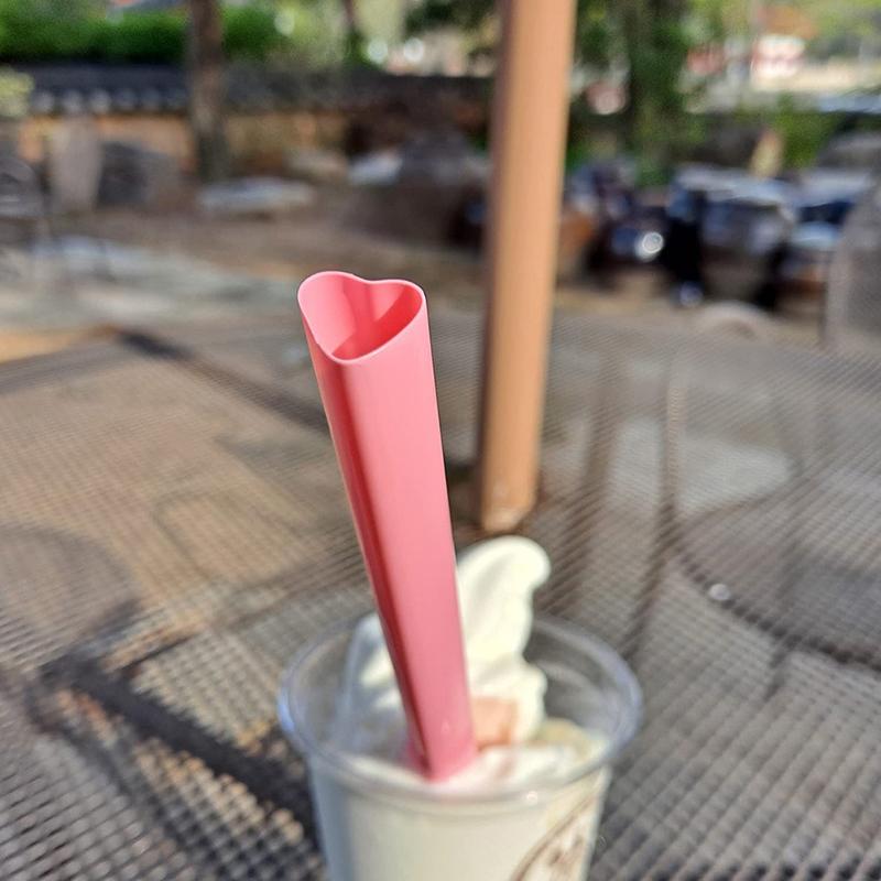 25Pcs Smoothie Straws Heart Shaped Pink Straws Drinking Cute Plastic Straws