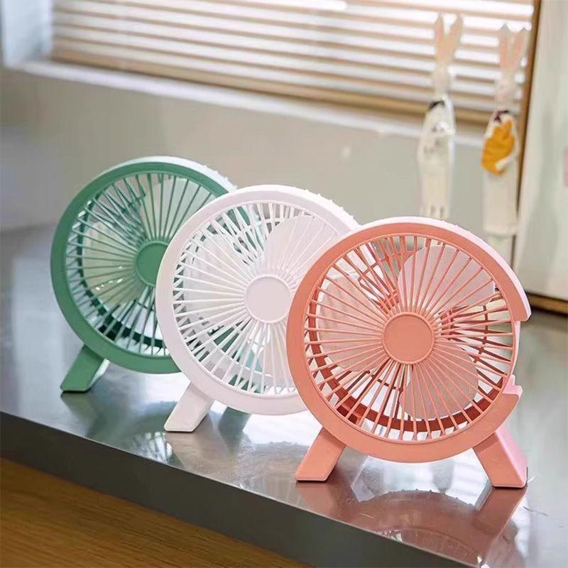 USB-Powered Silent Mini Desktop Fan for Dorms and Offices Pink Fan + Box Packaging