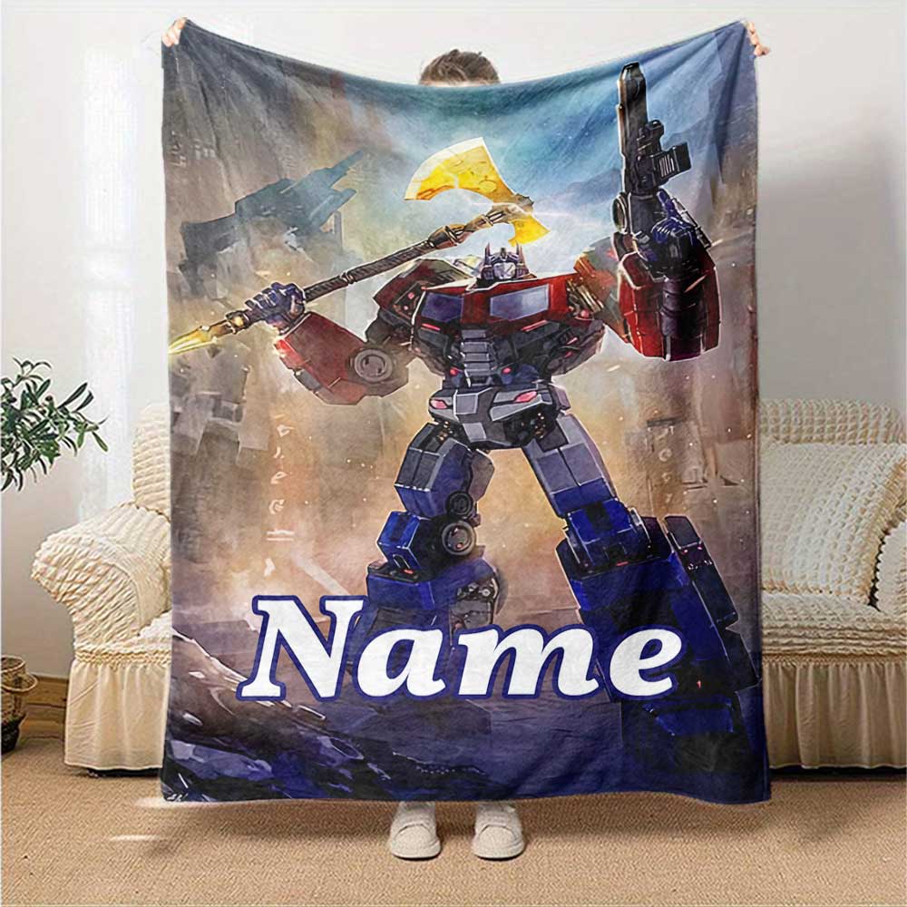 Transformers Fans Customize Text Blanket Cozy Personalized Blanket Ultra-Soft Suitable for Chair Office Office Chair Couch All-Season Use