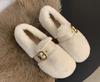 Flat-bottomed plush shoes female autumn and winter mink hair warm fairy wind Doudou cotton shoes