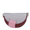 Burgundy Grey Women's Leather Shoulder Bag Moon