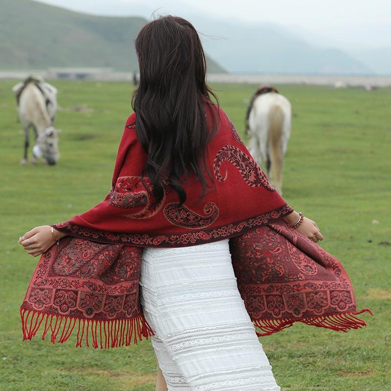 Vintage Ethnic Style Fashion Comfortable Breathable Large Scarf For Women Outdoor Travel