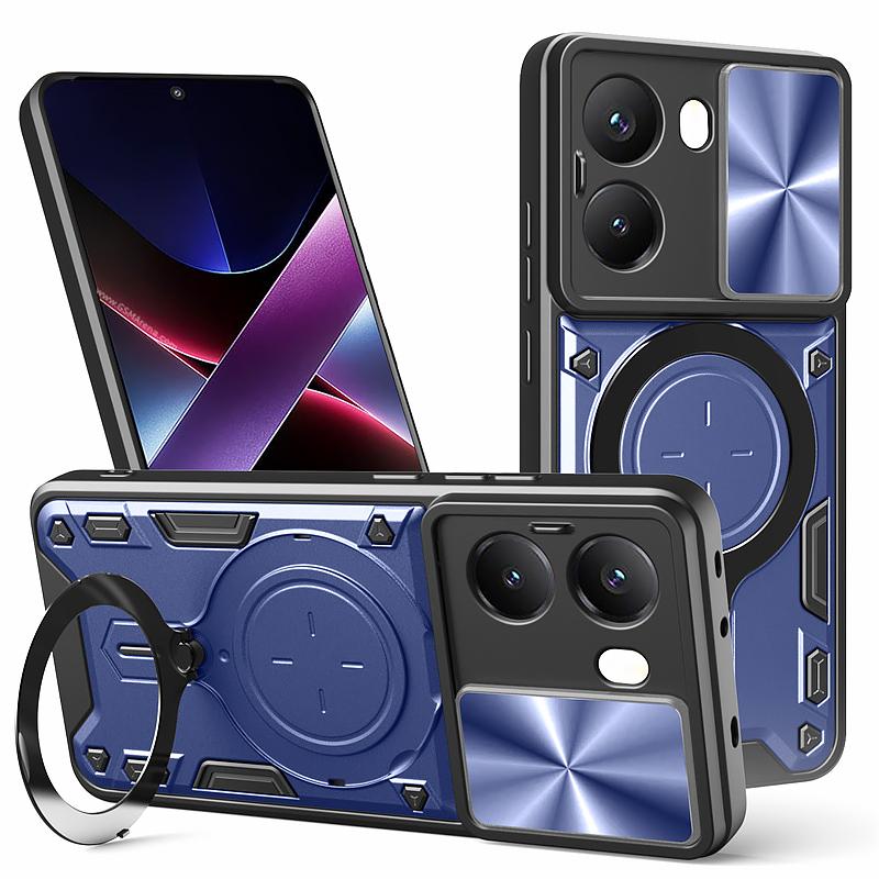 For Poco X7 Pro 5G Case Slide Lens Shockproof Back Cover for Poko Little X7 X7 Pro X7pro Pocox7pro Car Magnetic Ring Stand Funda