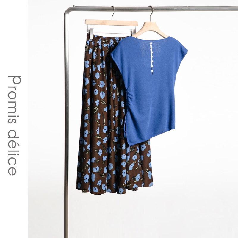 

Women s Pleated Knit Top & Midi Skirt Set L
