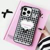 Ins black and white plaid love for iPhone Apple 17/16 mobile phone case 14 water condensation 13 niche 12 Epoxy 15