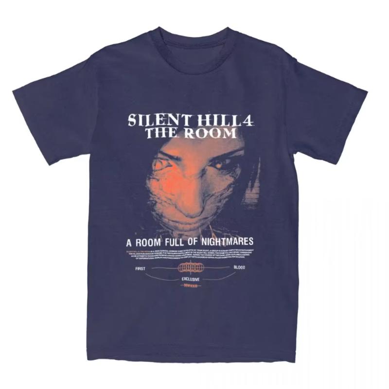 Summer Round Neck Fashionable Tshirt Logo Oversized Top Silent Hill V Tshirt Couple Horror Video Game Retro Cotton Tshirt
