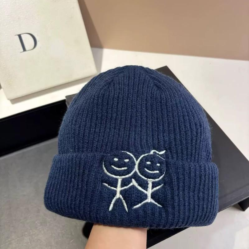 Winter Knit Beanie Women Cute Embroidered Warm Hat Same Style As Figure Outdoor Casual