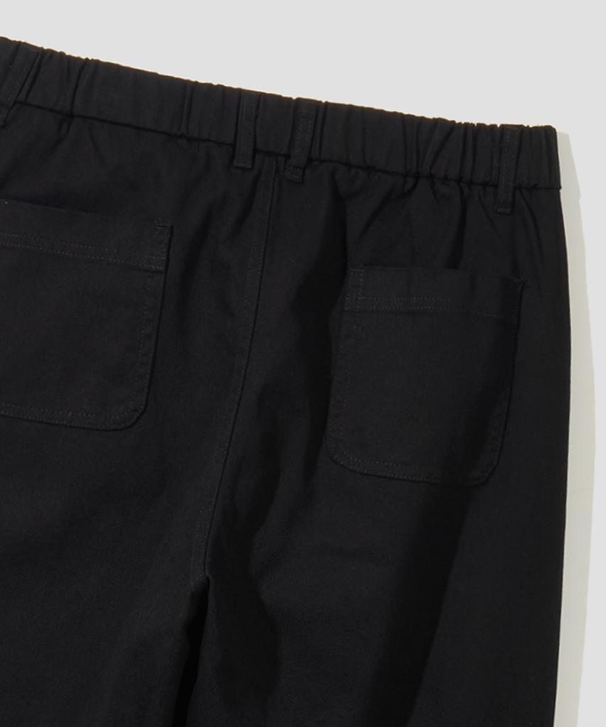 AGOD Wide Big Pocket Cotton Cargo Elastic String Pants [Black]