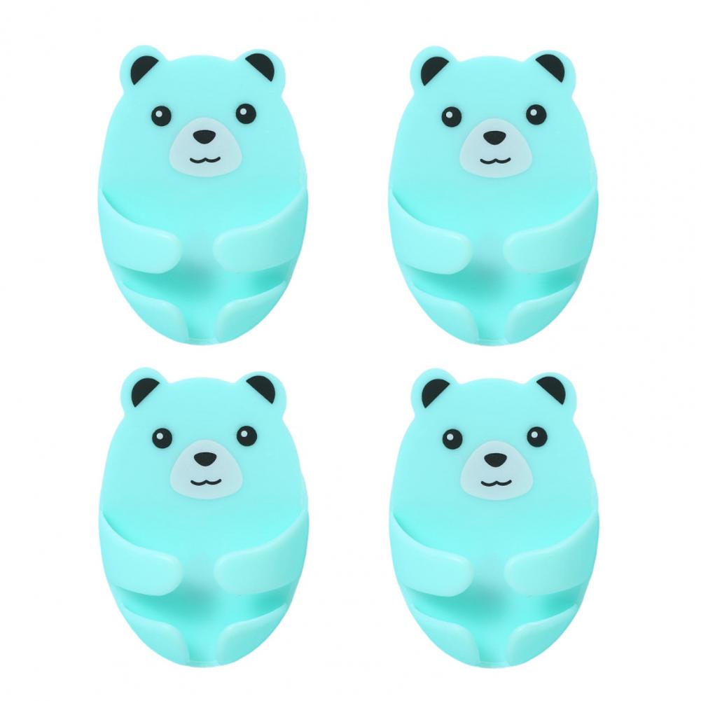 

4Pcs Wall Storage Hook Bear Plug Bracket Punch-free Power Plug Socket Holder Kitchen Stealth Hook Wall Adhesive Hanger Bathroom зелёный