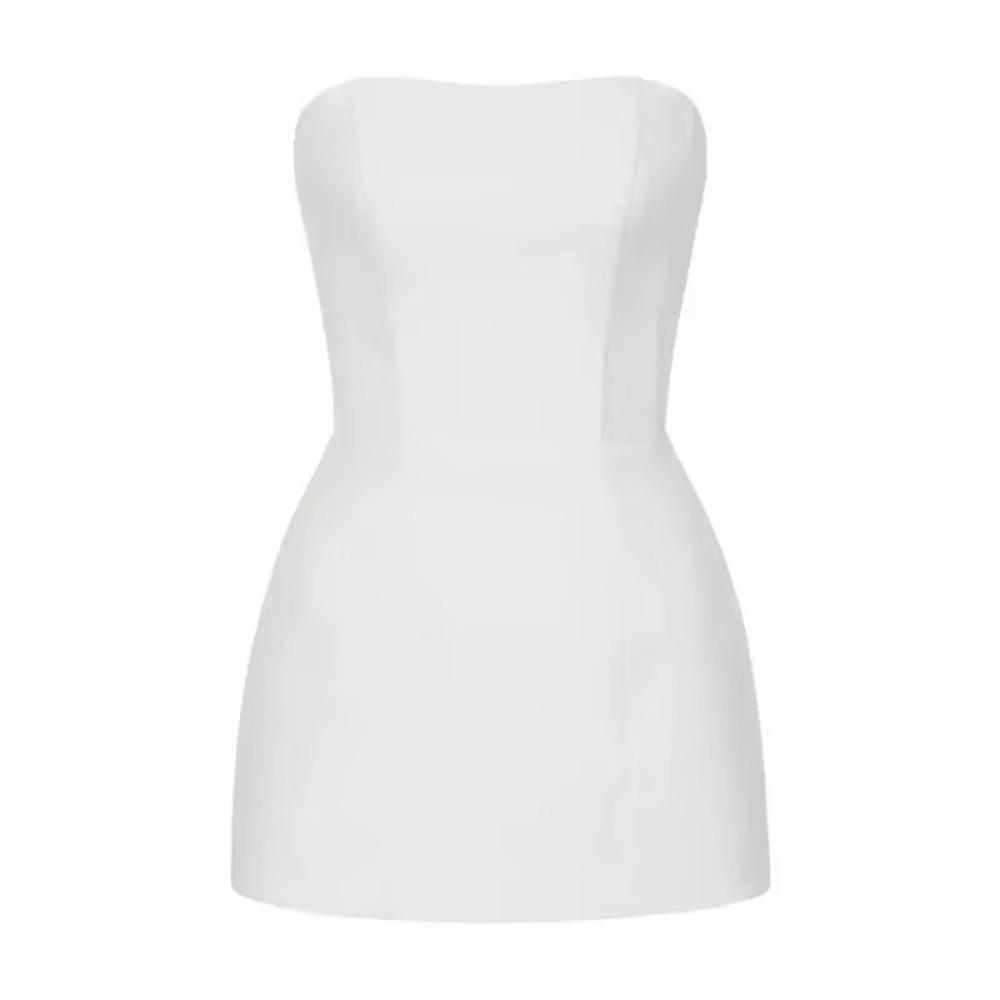 Damen trägerloses Schlauchtop Zweiteiliges Set Tailliert durchsichtiger Spitzen-Maxirock Elegantes Sommer-Kombinationsoutfit