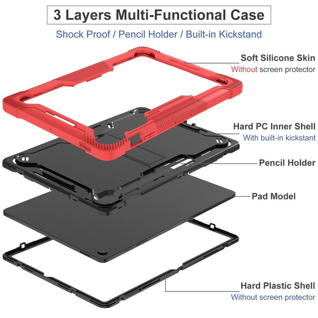 For Samsung Galaxy Tab S10 FE+ Case Kickstand Silicone + PC Impact Protective Tablet Cover