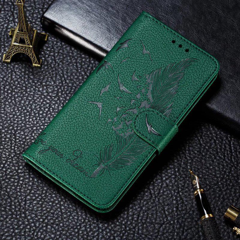 Lychee Feather Leather Case for iPhone 14 - Protective Cover with Card Slot - Flip Design for iPhone 13.