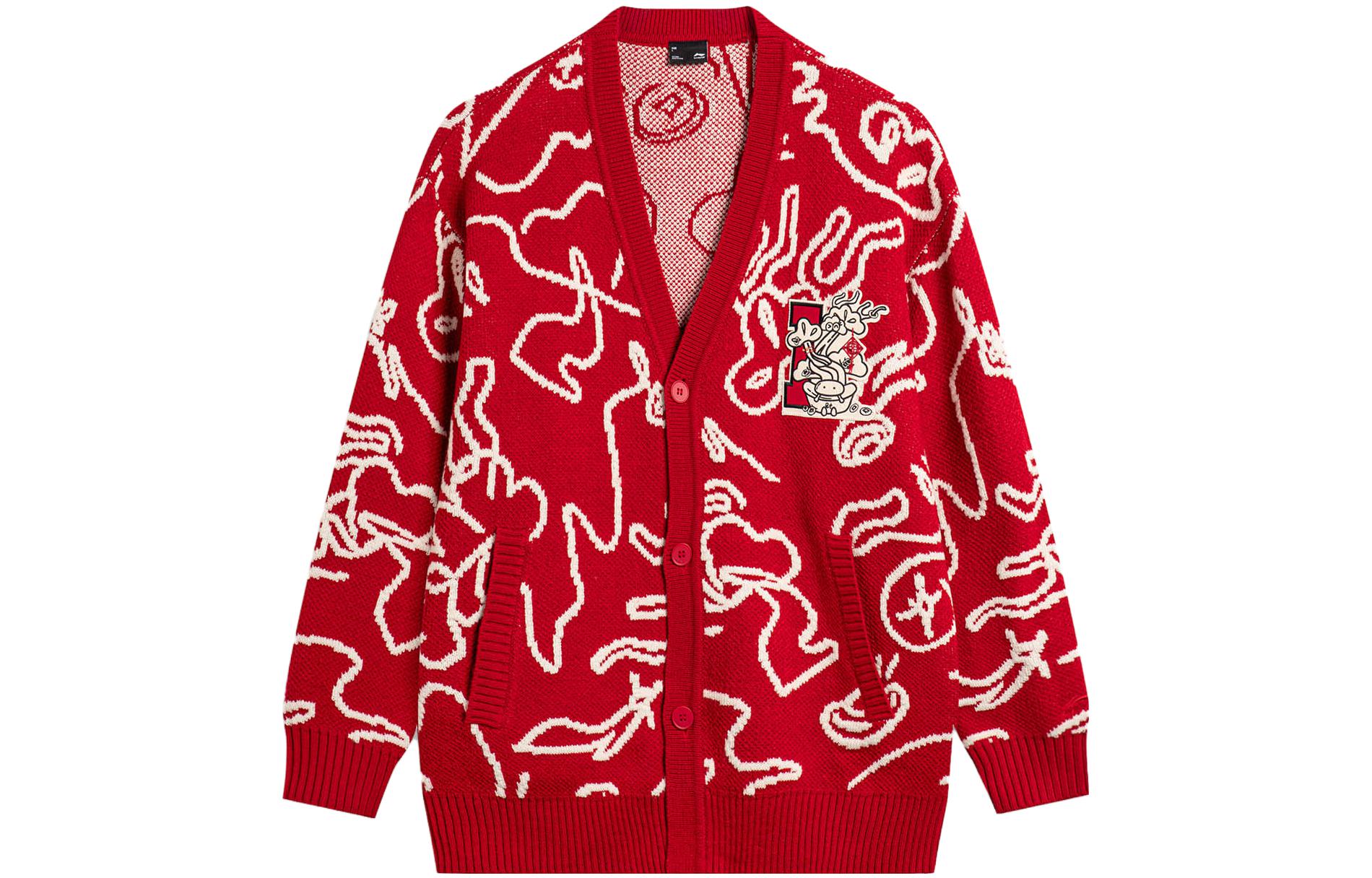 Li Ning CNY Knitwear Unisex Agate Red Full AMBU245-1 S