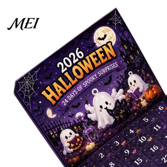 Decorative Halloween Advent Box Calendar 2026, 24 Day Ghost Countdown with Unique Party Supplies Collectible Figures, Gifts for Kids Boys Girls,