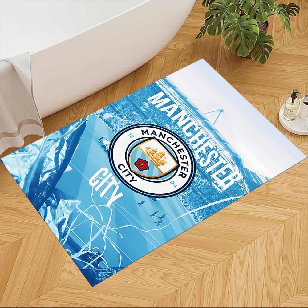 Manchester City Football Club Decorative Area Rug Soft Plush Non-slip Bottom Kitchen & Bathroom Use Fashionable Home Decor Perfect Gift