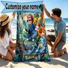 Personligt Pokemon-håndklæde med navn, til tur, camping, strandfest, boligindretning, fødselsdagsgave til familie og venner