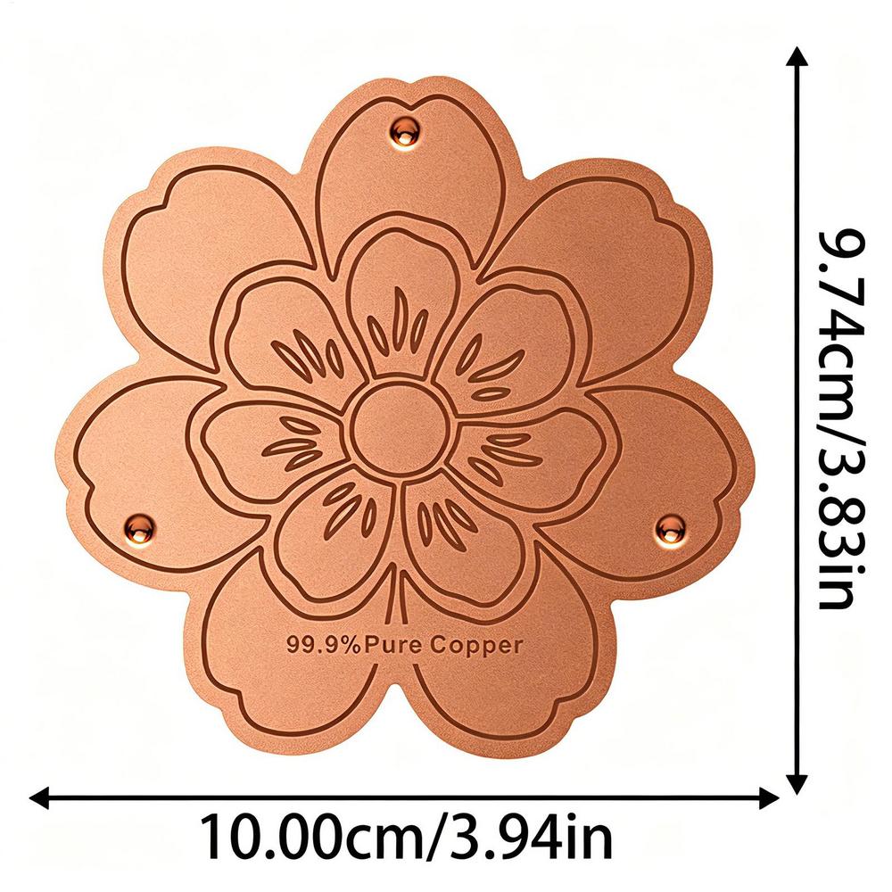 Bird Bath Copper Disk 0.6mm Thick Flower Shape Water Purifier Plate 3 Point Support for Outdoor Garden Patio Lawn Fountain