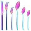 6Pcs Gold Cutlery Set Stainless Steel Dinnerware Set Knife Dessert Fork Coffee Spoon Tableware Family Kitchen Flatware Silverware