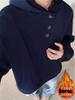 Men's Trendy Loose Fit Solid Color Fleece Hoodie Jacket