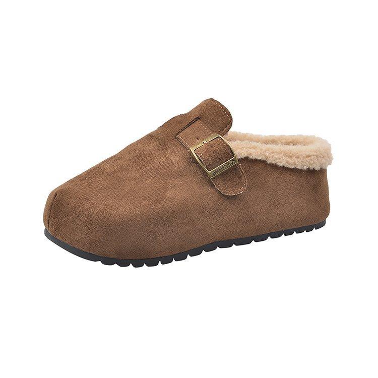 

[Ushilai] Thick-soled lamb wool one-pedal women s winter 2025 new fashion casual versatile cotton slippers 35