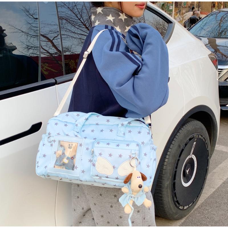 Kawaii Starry Sky Ita Bag Large Capacity Japanese Anime Shoulder Bag With Clear Display Window Cute Angel Wing Crossbody Handbag