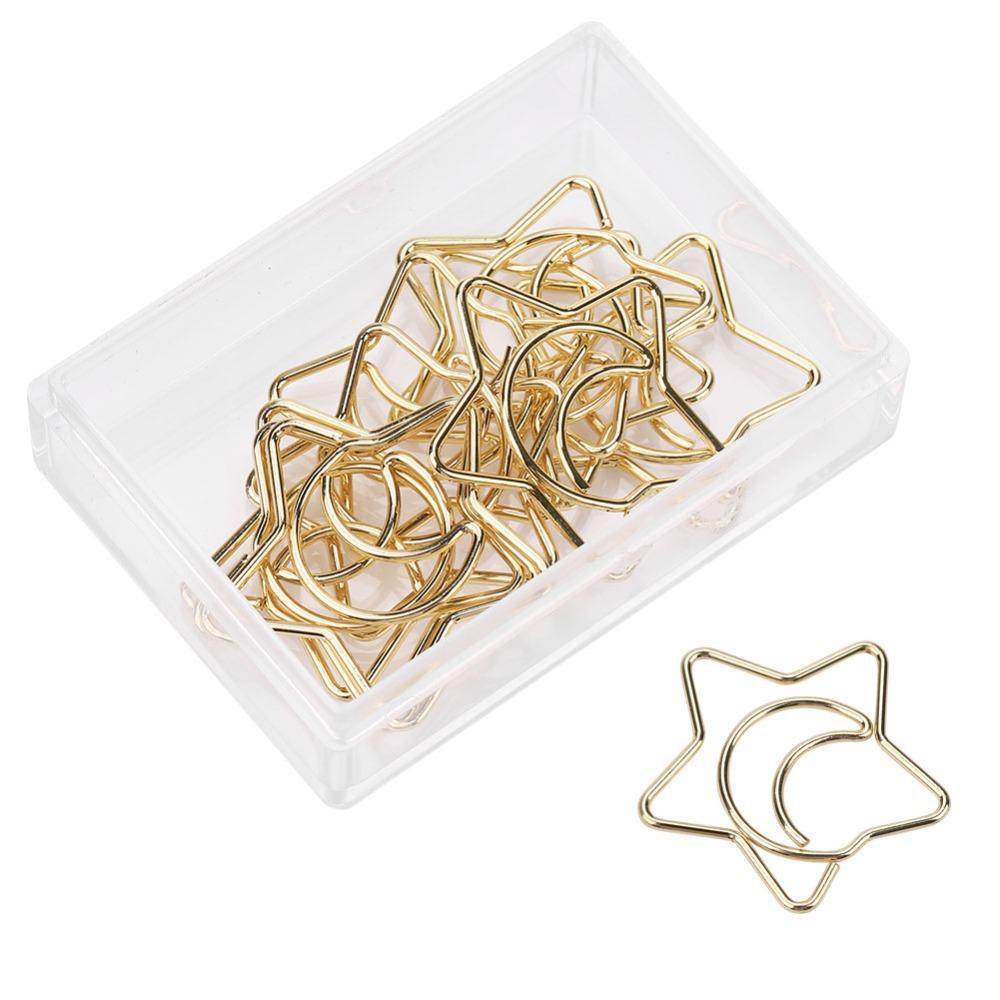 10PCS Iron Bookmark Clips Electroplating Memo Clips Bookmarks Star Moon Clips  Document Organizing