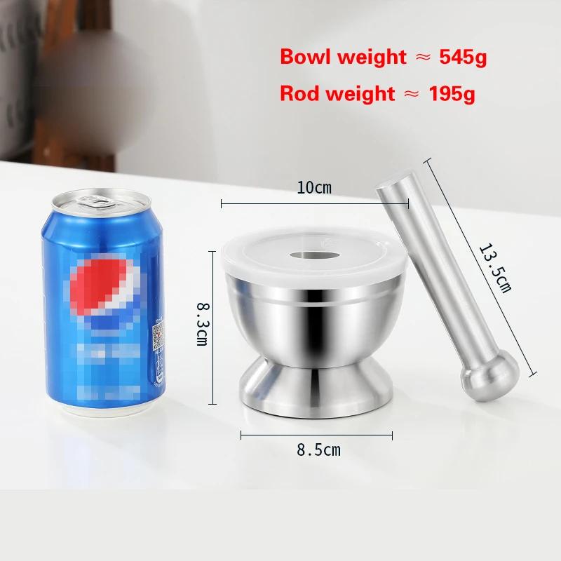 304 Stainless Steel Garlic Masher Stone Mortar Garlic Mortar Mashing Tank Household Tamping Medicine Ramming and Grinding