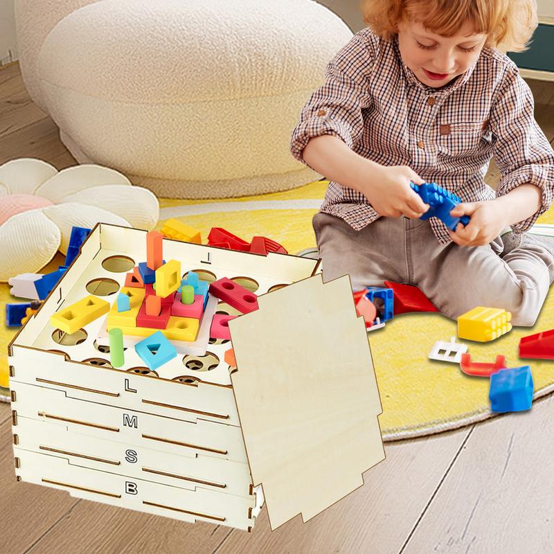 

Sorter Sifter Box 4 Tray Toy Storage Block Sorter Organizer 3 Different Size Wooden Sorter For Building Block Lovers Girls Boys CHINA