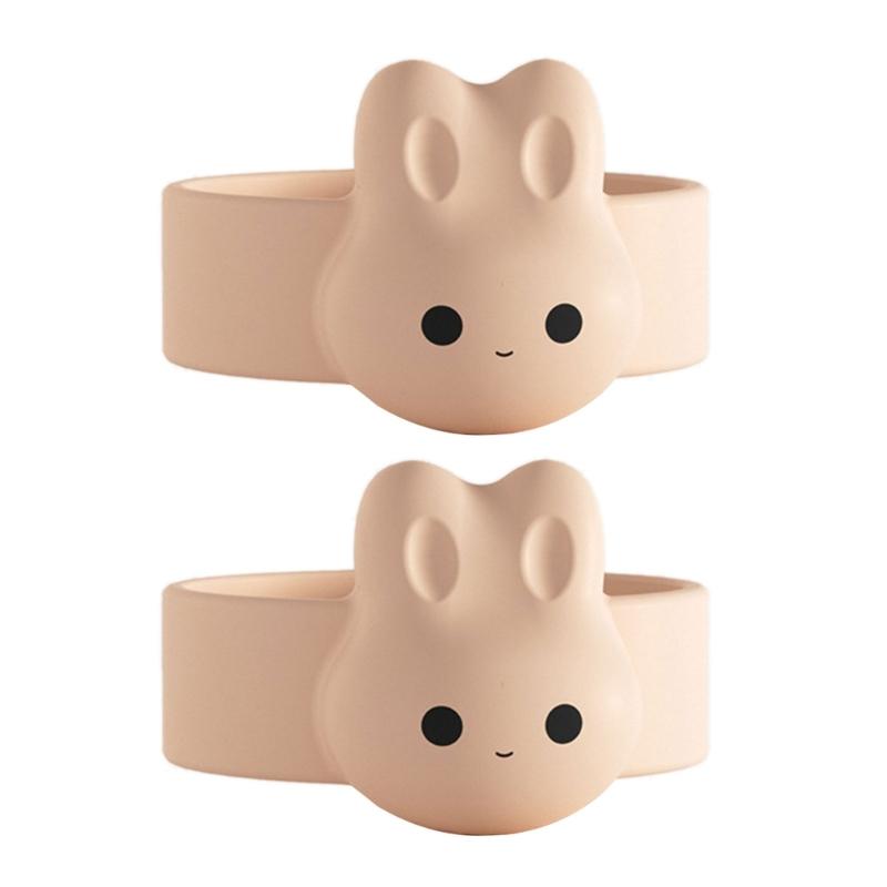 

2pcs Cartoon Rabbit Spoon Non-Stick Ring Magnetic Milk Powder SpoonScoop Holder Ring Baby Tableware Product Spoon Fixer абрикосовий