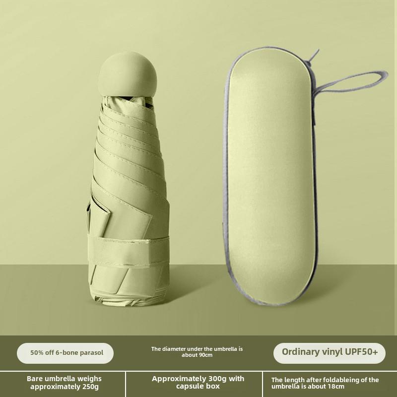 Compact Dual-Use Capsule Umbrella: Portable, Foldable, Lightweight, Sun & Rain Protection