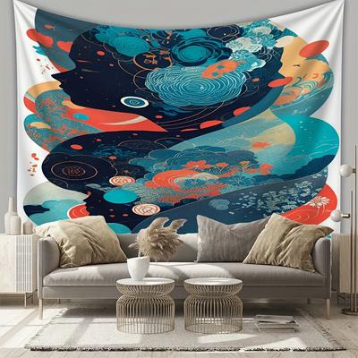 Female Head Illustration Pattern Digital Printing Polyester Wall Tapestry Suitable For Use In Living Rooms Bedrooms Bars Party