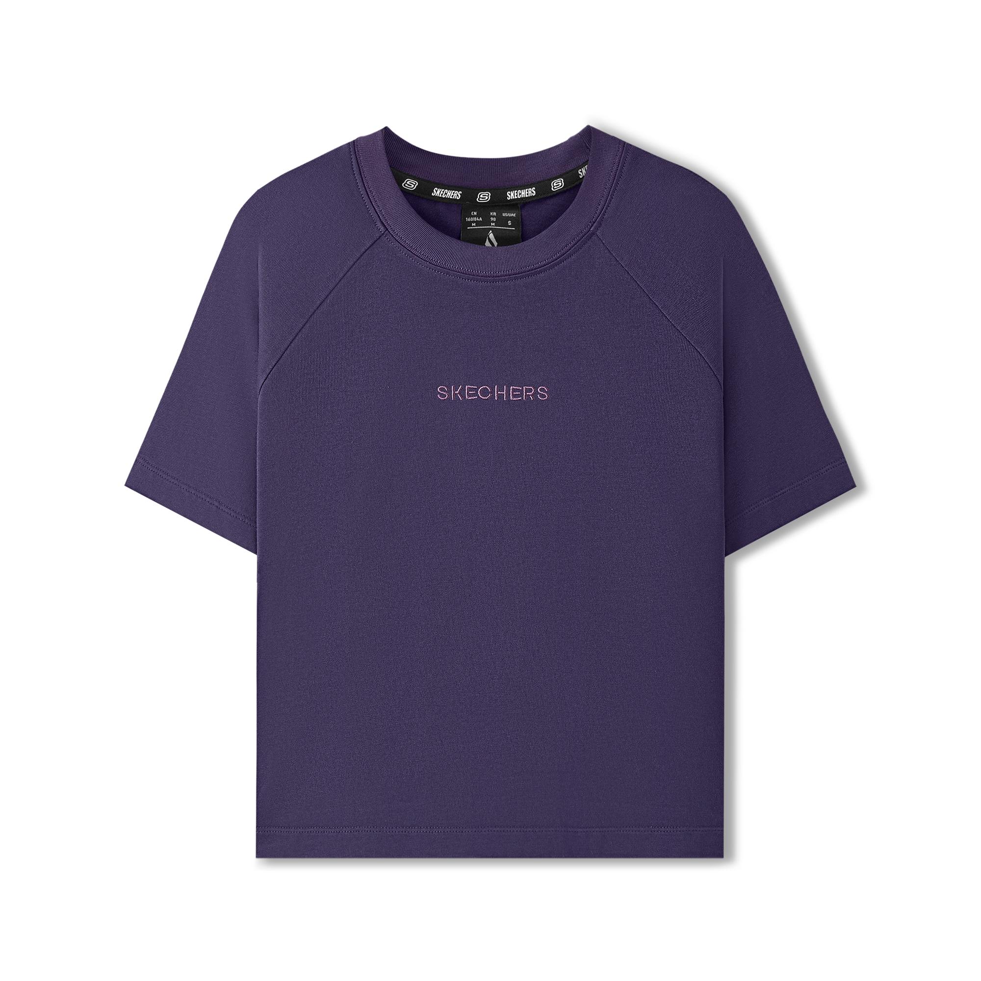 Skechers Versatile Sports Casual Breathable Short Sleeve T-Shirt Women tops Gothic-Purple L225W129-05HS XL
